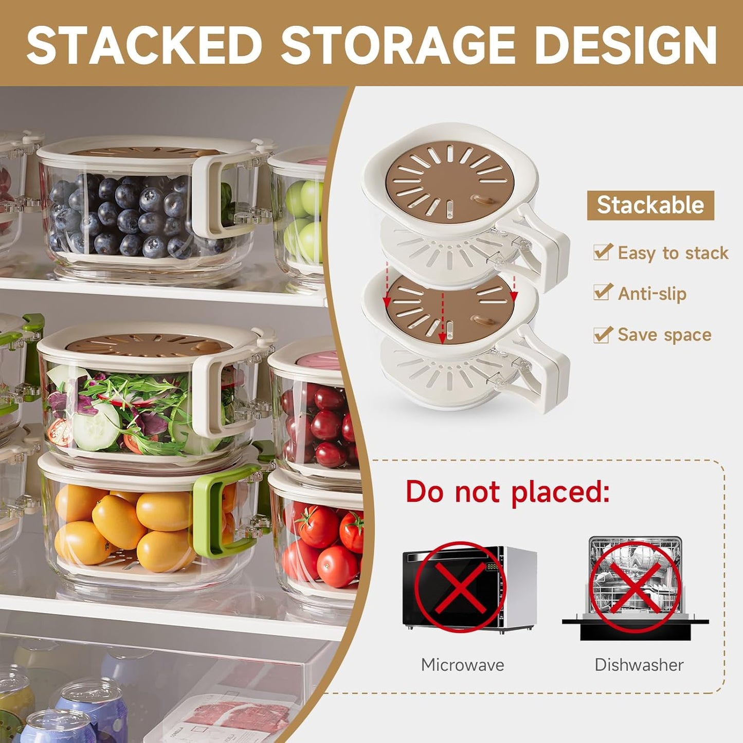 Fruit Vegetable Washing Bowl with Strainer, Multifunctional Produce Washer, Berry Container, Lettuce Keeper for Fridge Refrigerator Organization, Portable Strainers and Colander for Kitchen