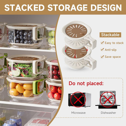 Fruit Vegetable Washing Bowl with Strainer, Multifunctional Produce Washer, Berry Container, Lettuce Keeper for Fridge Refrigerator Organization, Portable Strainers and Colander for Kitchen