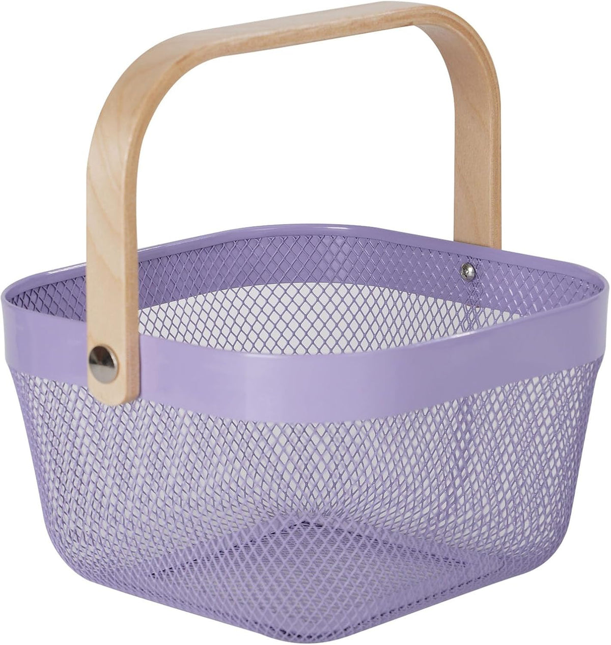 AJIODA Metal Mesh Wire Basket, Large Steel Basket with Wooden Handle Storage Organizer Basket Multi-functional Hanging Kitchen Baskets Fruit Baskets for Kitchen Bathroom Cabinet Pantry Snacks, Black