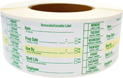 2x3 Removable Freezer Food Labels Stickers for Containers, 500 Waterproof Label Stickers for Jars, Removable Labels for Storage Bins, with Easy Peel-Off (500, Green)