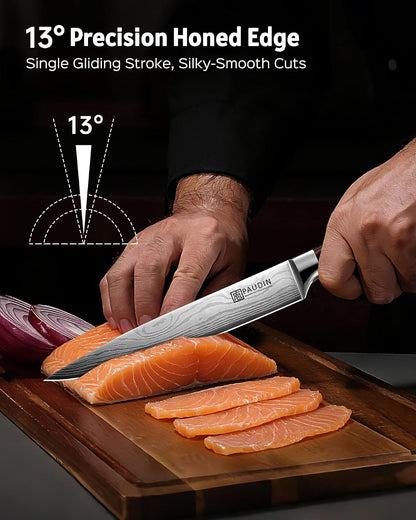 PAUDIN Cheese Knife, 5” Serrated Knife for Block Cheese,Sharp Tomato Knives