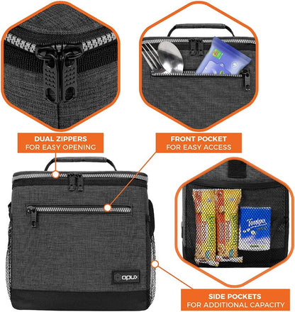 opux Insulated Lunch Box Men Women, Lunch Bag for Work School, Leakproof Soft Cooler Tote Adult, Large Lunch Pail Kids Boys Girls, Picnic Beach Food Bag with Shoulder Strap, Purple Floral
