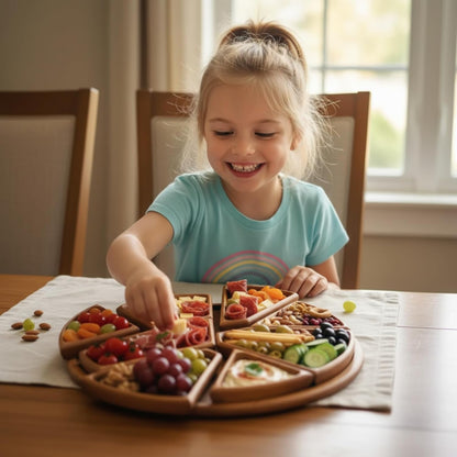 Decorative Wooden Puzzle Serving Tray, Entertainment Platter for Food and Drinks, Unique Fun Design(11.8in*11.8in)