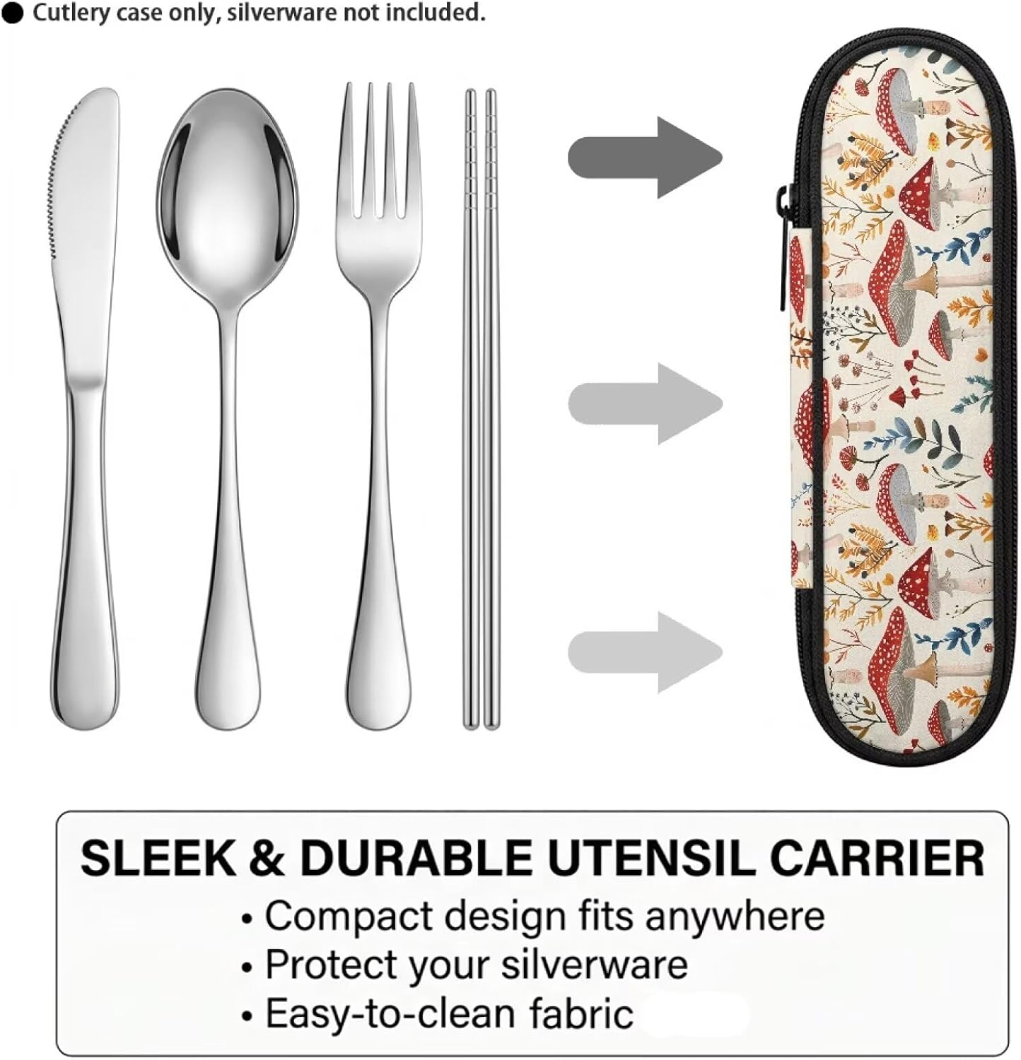 Travel Cutlery Set with Case for Kids Portable Utensil Case Reusable Silverware Pouch for School Travel Lunch Capybara Flower