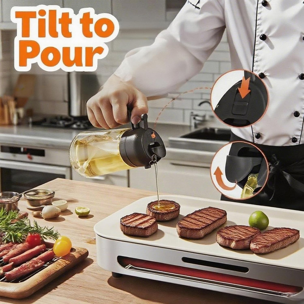 Olive Oil Sprayer for Cooking, 220ml Glass Oil Dispenser