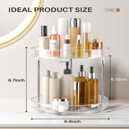 2 Pack Lazy Susan Organizer, 9 inch Rotating Storage Organizer with 4 Removable Bins, Lazy Susan Turntable Organizer for Fridge, Kitchen, Vanity, Cabinet