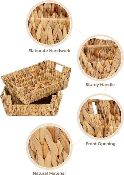 StorageWorks Round Paper Rope Woven Basket for Pantry Organizers and Storage, Stackable Pantry Storage Baskets for Shelves, Brown, 2-Pack