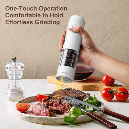 Ultrean Electric Salt and Pepper Grinder Set, Rechargeable,Matte Black