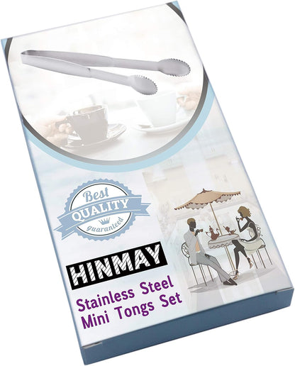 HINMAY Sugar Tongs 4-Inch Mini Serving Tongs Stainless Steel Appetizer Tongs, Set of 4