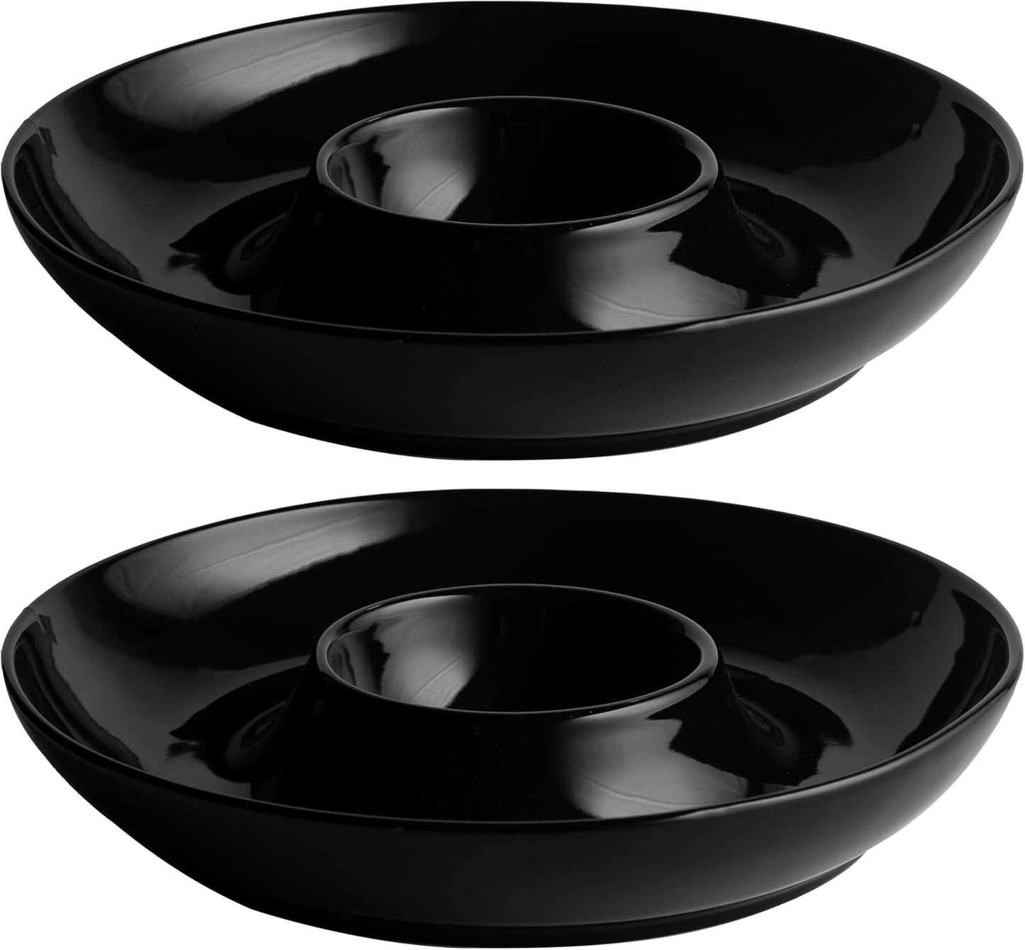 LEHAHA 12.25 inch porcelain Chip and Dip Serving Set, Ceramic Platters for Cheese, Appetizers &Chips Salsa, Fruit and Veggies, Divided Serving Trays for Family Gathering and Parties, Dark Creamy