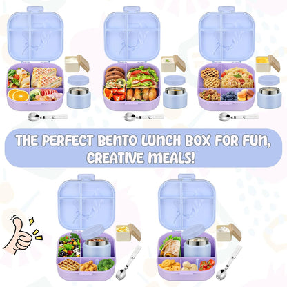 Lunch Box Kids, Leak Proof 5 Compartment Bento Box for Kids, 13oz Thermo for Hot Food Kids Lunch Box,Hot Lunch Box for School Travel