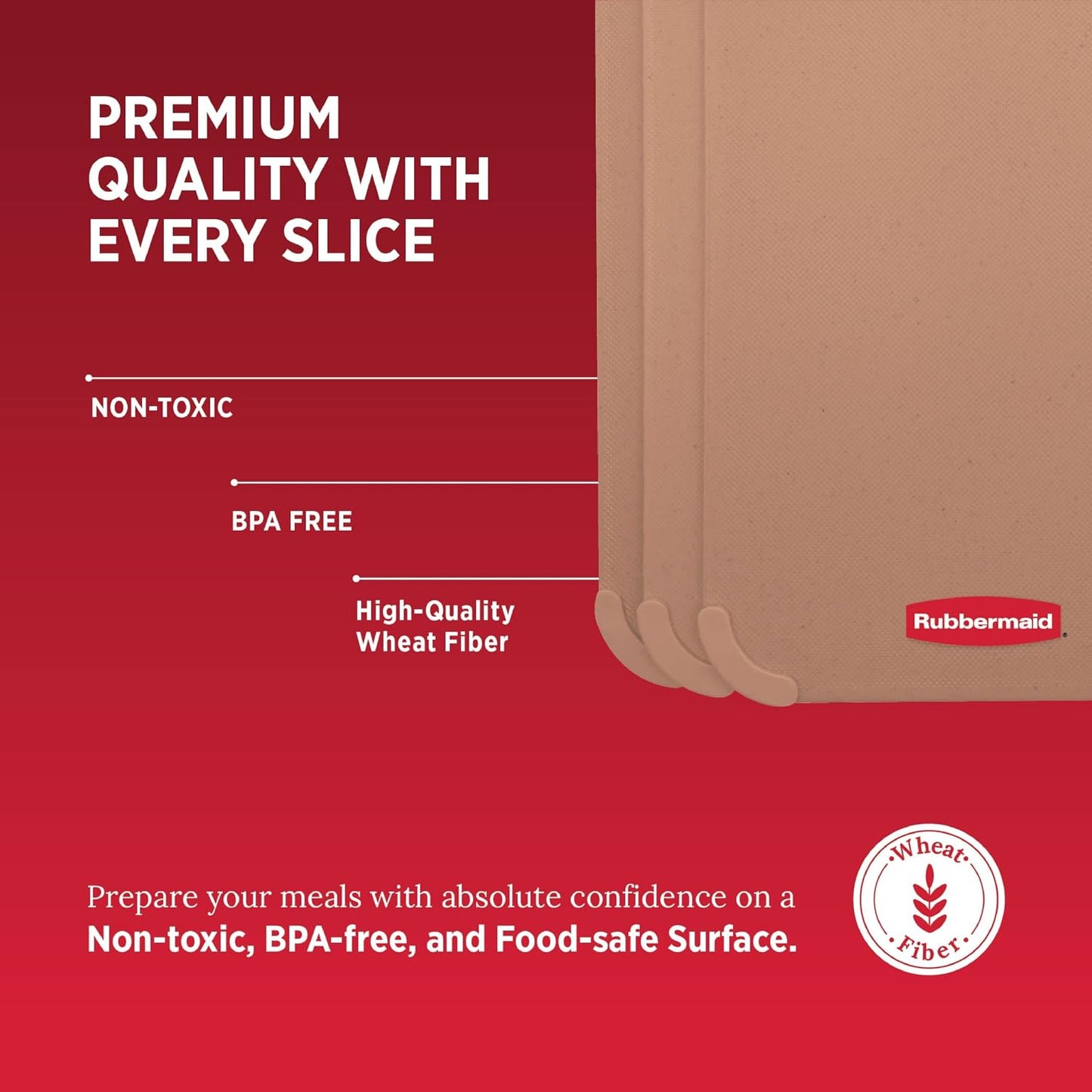 Rubbermaid 3pc Reversible Wheat Fiber Cutting Board Set | Cutting Boards for Kitchen – Dishwasher Safe, Non-Slip Corners, Lightweight & Easy To Store- Large Cutting Board for Meat, Veggies & Fruits