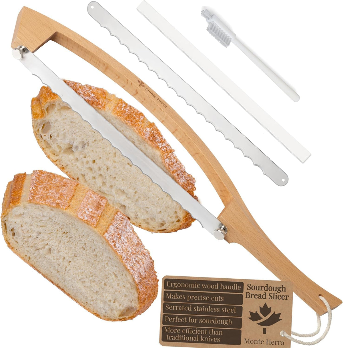 Adjustable Bread Knife for Homemade Bread with 1/2" and 1" Thickness Guides