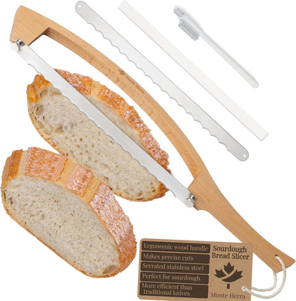 Adjustable Bread Knife for Homemade Bread with 1/2" and 1" Thickness Guides