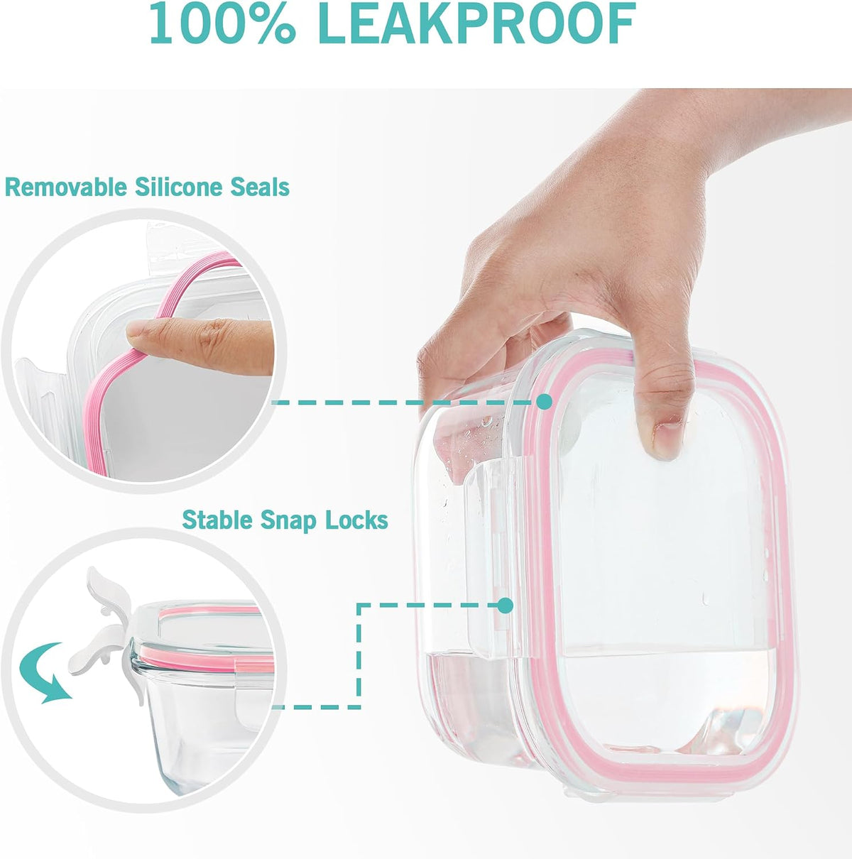 Vtopmart 8 Pack Glass Food Storage Containers with Airtight Lids, Glass Meal Prep Containers, Lunch Office Meal for Microwave, Oven, Freezer and Dishwasher, BPA Free