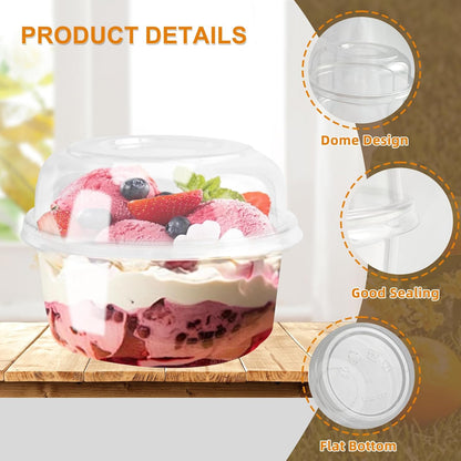 Disposable Food Containers With Lids And Spoons 50 Pack 12 oz Mini Parfait Dessert Cups Take Out Meal Prep Salad Bowls For Lunch, Plastic Ice Cream Bowls Pet, Acai Bowl, To-Go Party Containers(12oz)