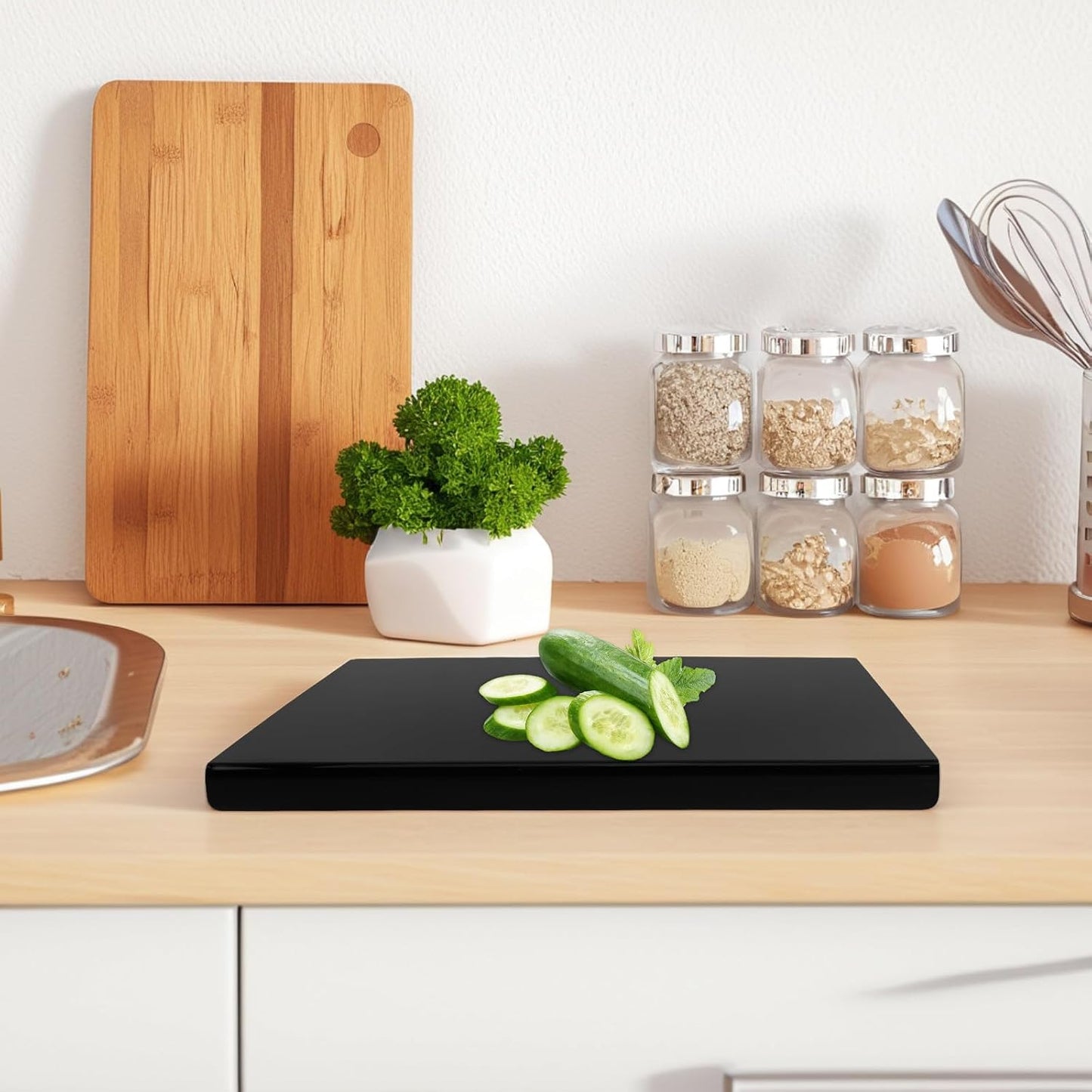 PRETYZOOM Black Non-slip Acrylic Cutting Board Large 42.5x32.5cm Kitchen Countertop Chopping Mat for Fruits Vegetables and Meat