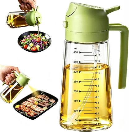 AT-VALY 2-in-1 Oil Sprayer for Cooking, 16oz Glass Oil Dispenser, Black