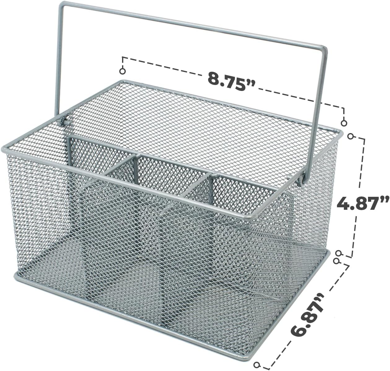 Sorbus® Utensil Caddy — Silverware, Napkin Holder, and Condiment Organizer — Multi-Purpose Steel Mesh Caddy—Ideal for Kitchen, Dining, Entertaining, Tailgating, Picnics, and much more (White)