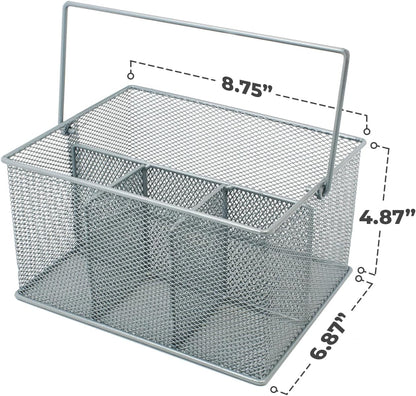 Sorbus® Utensil Caddy — Silverware, Napkin Holder, and Condiment Organizer — Multi-Purpose Steel Mesh Caddy—Ideal for Kitchen, Dining, Entertaining, Tailgating, Picnics, and much more (White)