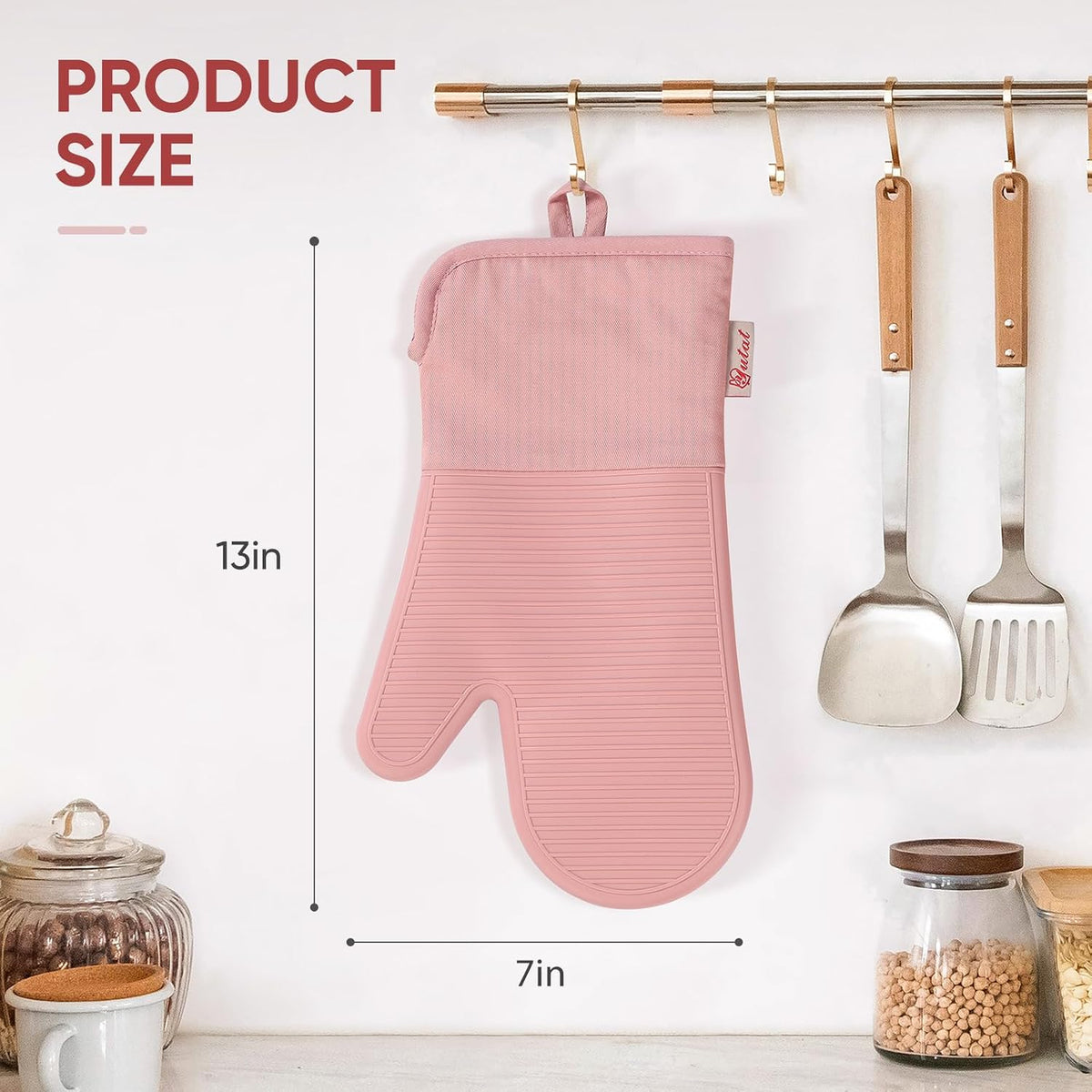 Yutat Silicone Oven Mitts - Oven Mitts and Pot Holders Sets Made of Non-Slip & BPA-Free Silicone, High Heat Resistant 500 Degrees, Perfect for Kitchen Cooking Baking BBQ, Peak Green
