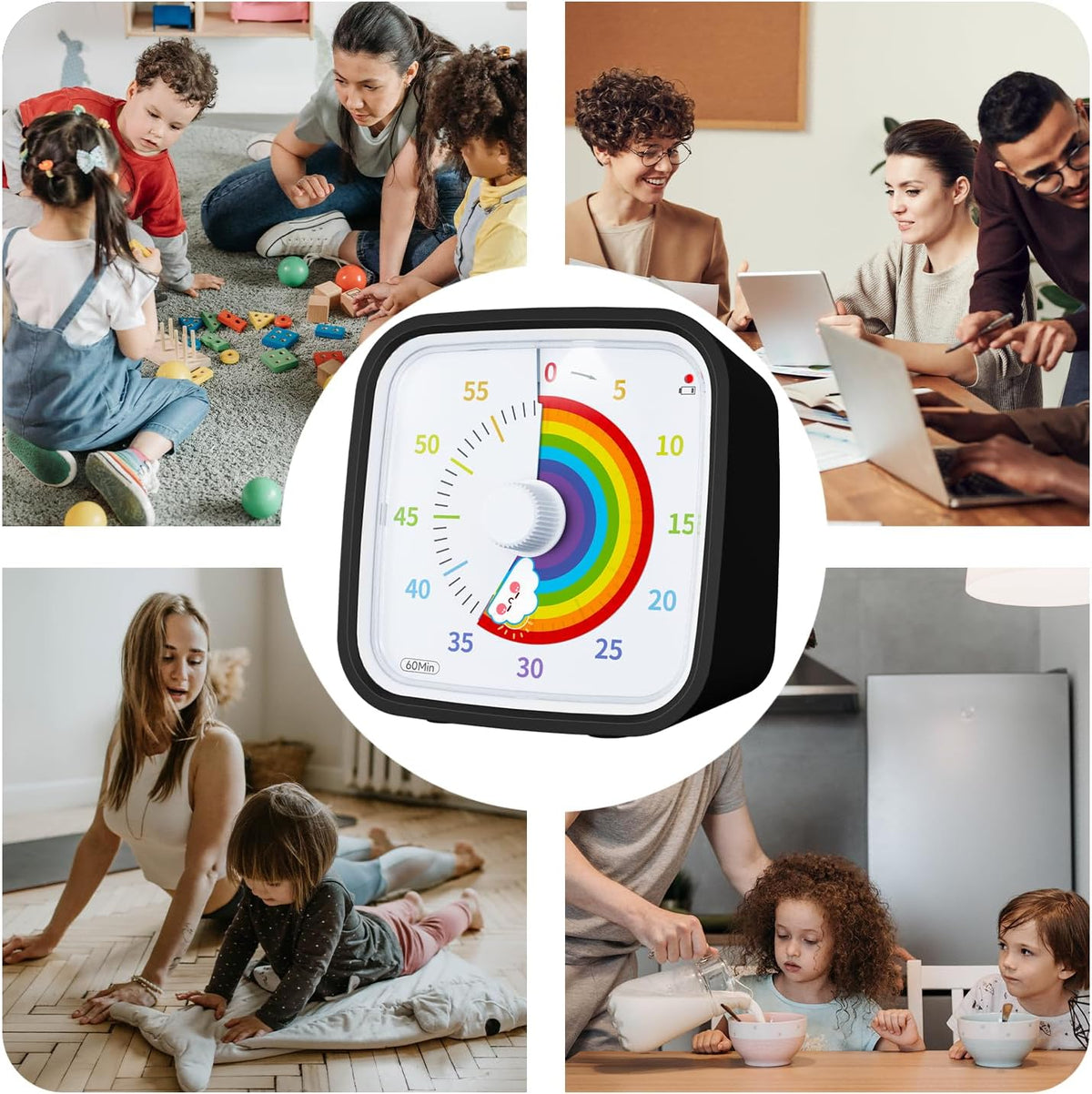Yunbaoit Rainbow Visual Timer for Kids, 60-min Countdown Timer, Blue