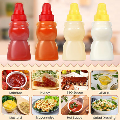 72 Pack Lunch Box Accessories, Including Mini Ketchup Bottle Bear Shaped Condiment Squeeze Bottles Small Sauce Containers Animal Food Picks for Travel Bento Box Picnic