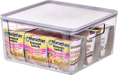 Rosanna Pansino x iDesign Recycled Plastic Open Front Kitchen Storage Bin with Lid, Clear Bin/Marshmallow Lid, 12" x 12" x 6"