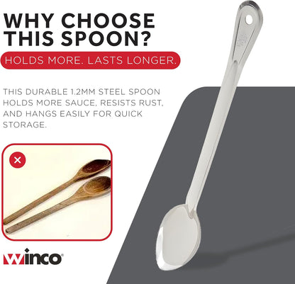 Winco BSOT-13 Solid Stainless Steel Basting Spoon, 13-Inch,Medium