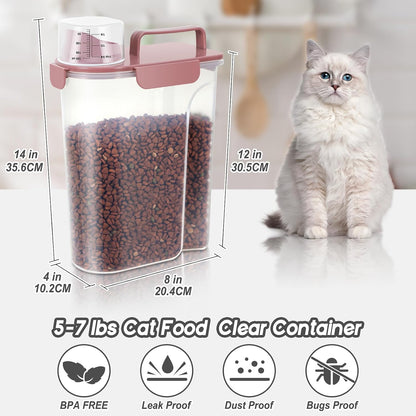 LEAWALK 5Lbs Airtight Cat Dog Food Storage Container with Upgraded Large Nozzle BPA-Free, Pet Food Storage Containers for Rice, Grain, Pet Food, Flour, Dog Treat Storage (Dark Gray, 5L-1pack)