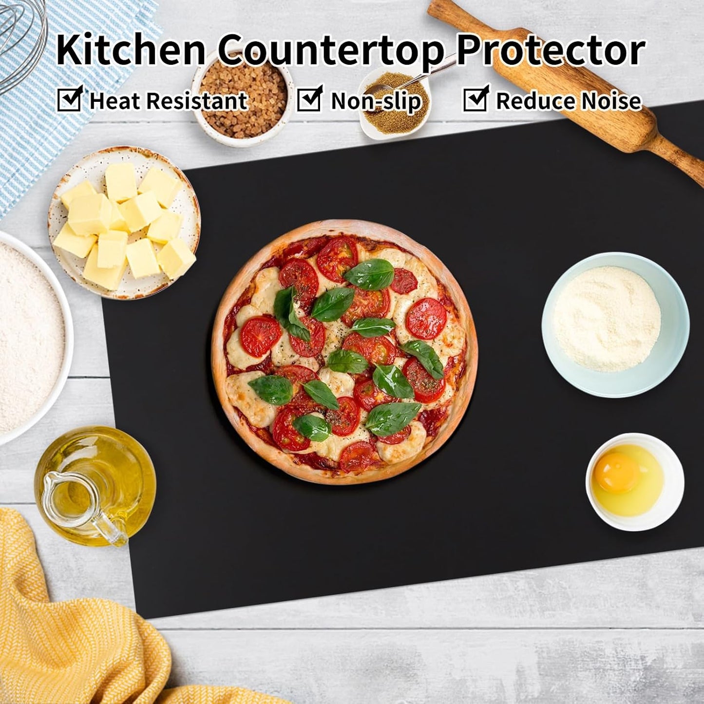 Silicone Mat Heat Resistant Mats for Countertop, Large Silicone Mats for Crafts Kitchen Counter Workbench Table protector, Size 36x24 inches Thick 2mm,Rolled Package,Light Blue
