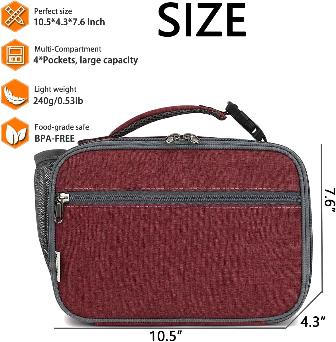 GYEUKHAM Insulated Lunch Box for School, Thermal Reusable Durable Freezable Lunch Bags for Kids Boys Girls Men Women - Small Soft Cooler Portable Lunch Tote Kit for Work Picnic Travel,Black