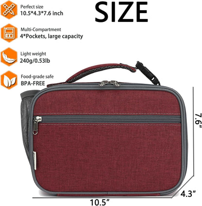 GYEUKHAM Insulated Lunch Box for School, Thermal Reusable Durable Freezable Lunch Bags for Kids Boys Girls Men Women - Small Soft Cooler Portable Lunch Tote Kit for Work Picnic Travel,Black