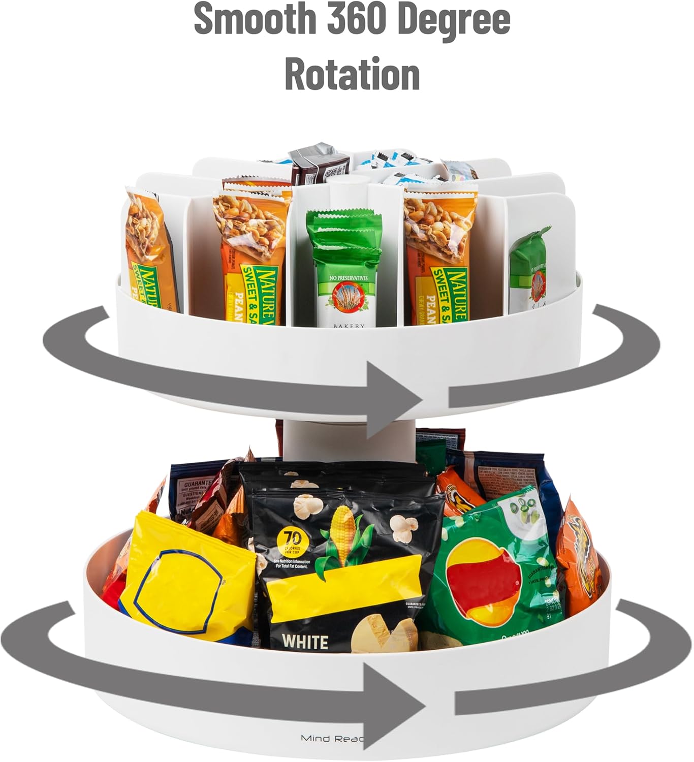 Mind Reader Snack Carousel, Countertop Organizer, Snack Tray, Condiment Holder, Breakroom, Kitchen, Black