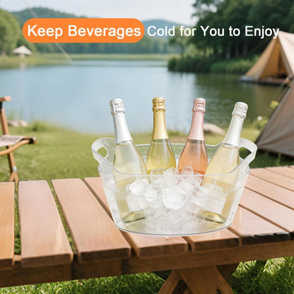 13L Ice Bucket for Parties 2 Pack,Large Clear Drink Cooler with Scoop & Handle,Drink Bucket for Champagne Wine,Beer,Plastic Beverage Tub for Mimosa & Cocktail Bar,Wedding & Party Hosting & Serving