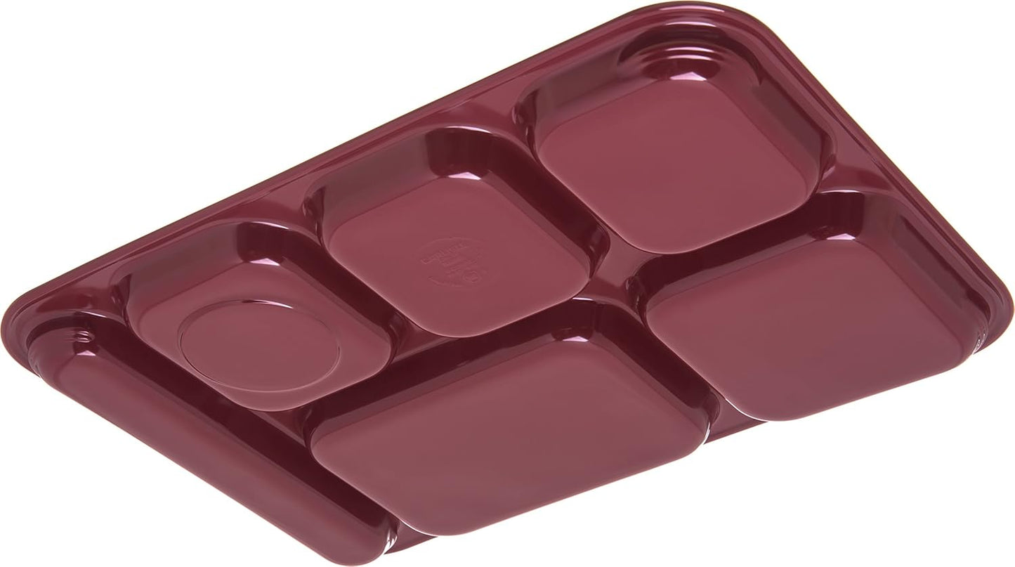 Carlisle FoodService Products Melamine Lunch Tray with 4 Compartments, Right Handed Cafeteria Tray with Divided Compartments for Food, 10" x 9.75", Dark Blue