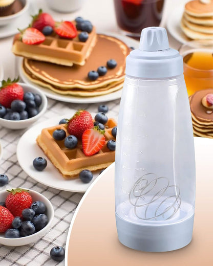 Pancake Batter Dispenser & Mixer with BlenderBall Whisk, 2-Pack 33oz Leak-Proof Squeeze Bottles with Base for Pancakes, Crepes, Waffles, Muffins & Cupcakes