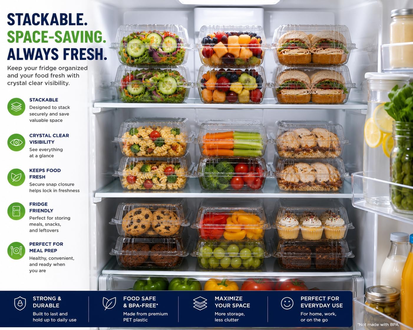 3 Compartment Food Containers with Lids, 25 Pack, 38 Oz Take Out Containers, Reusable Meal Prep Containers, Microwave Safe Lunch Boxes, Food Storage Containers for Catering, Restaurant & To Go Meals