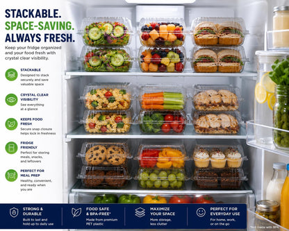 3 Compartment Food Containers with Lids, 25 Pack, 38 Oz Take Out Containers, Reusable Meal Prep Containers, Microwave Safe Lunch Boxes, Food Storage Containers for Catering, Restaurant & To Go Meals