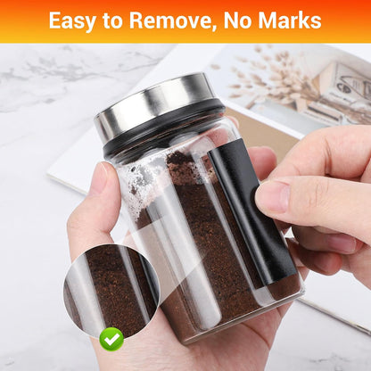 Segarty Food Label Stickers, 300 Pcs Blank Expiration Date Stickers to Write On, with 1 Black Pen, Waterproof Removable Freezer Labels for Glass Spice Jars, Canister, Food Container