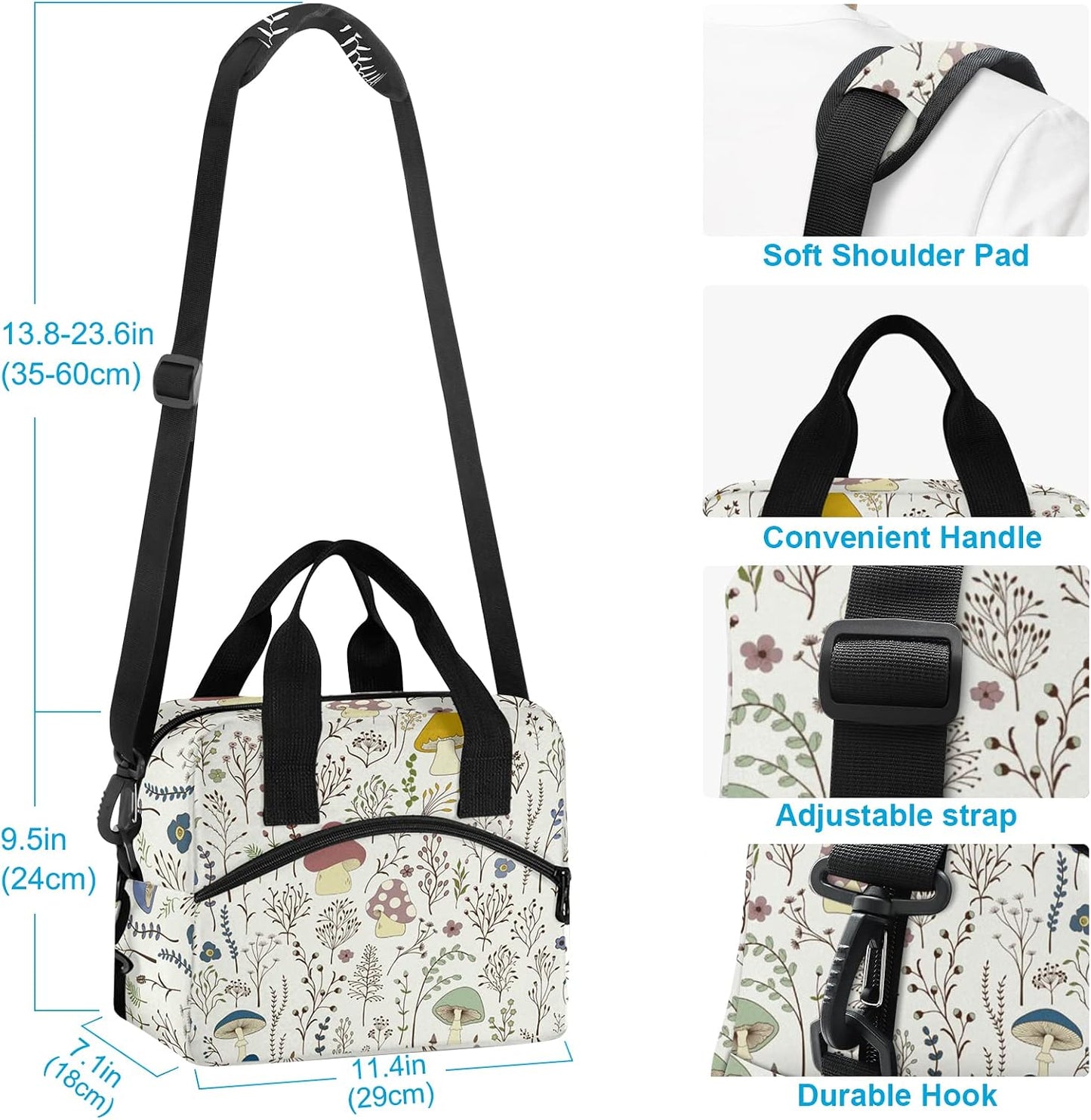 Colorful Leopard Insulated Lunch Bag Rainbow Animals Skin Print Reusable Cooler Lunch Tote Box with Shoulder Strap for Work Picnic School Beach