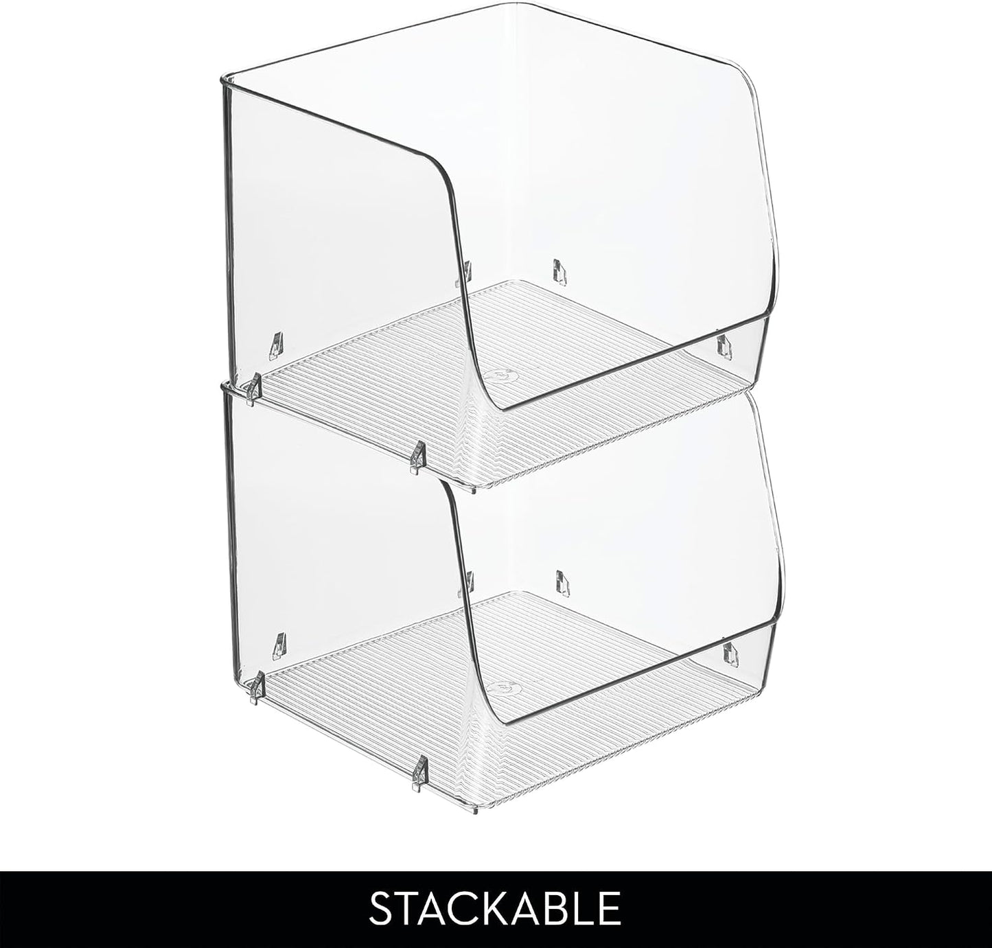 iDesign Open-Front Storage Bin - All-Purpose Bin for Kitchen, Bathroom, or Office - Clear - Made in USA