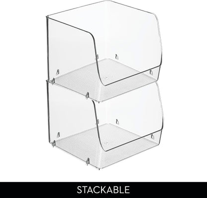 iDesign Open-Front Storage Bin - All-Purpose Bin for Kitchen, Bathroom, or Office - Clear - Made in USA