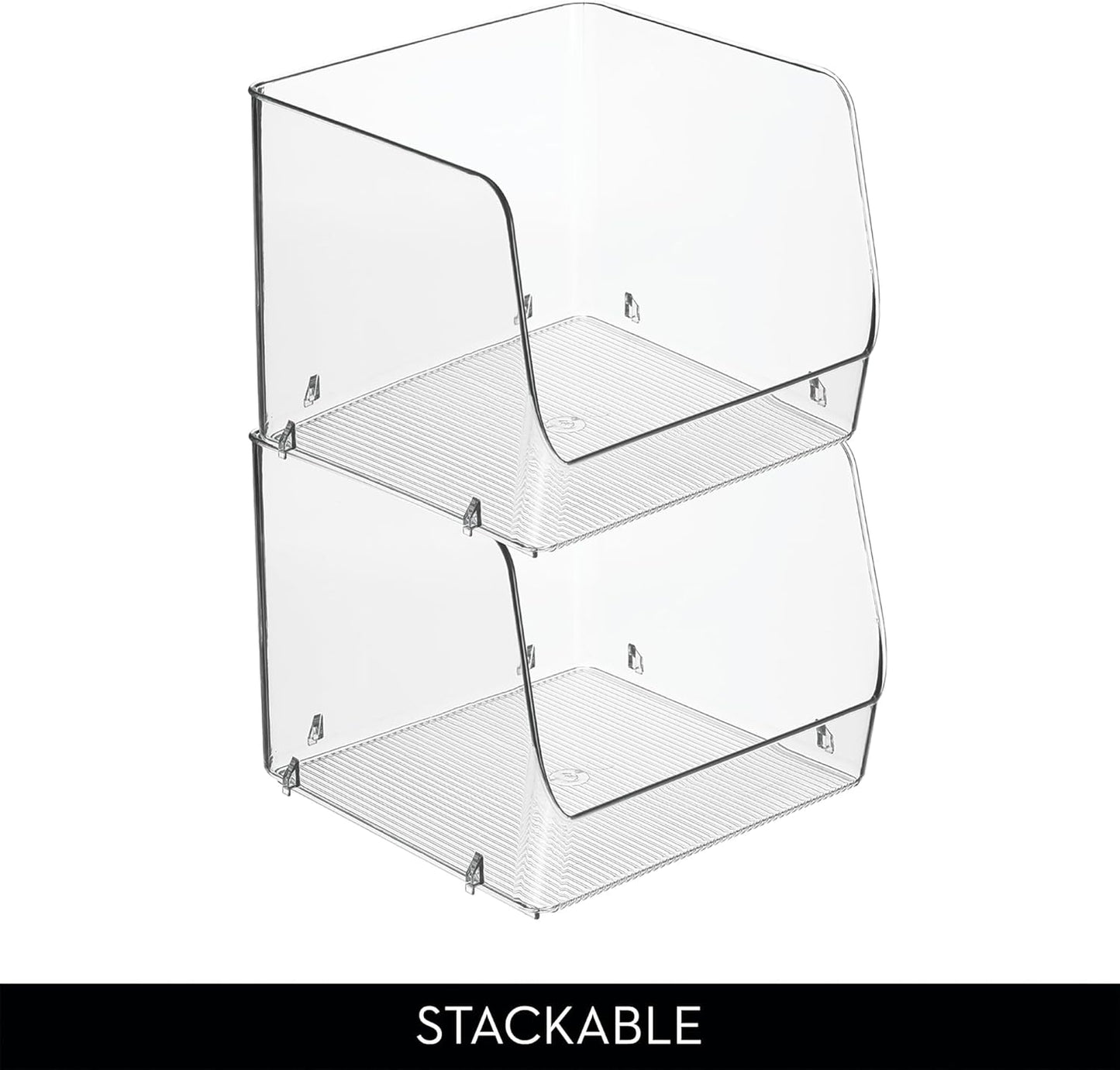 iDesign Open-Front Storage Bin - All-Purpose Bin for Kitchen, Bathroom, or Office - Clear - Made in USA