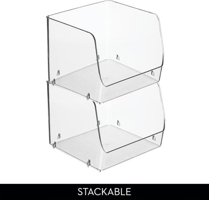 iDesign Open-Front Storage Bin - All-Purpose Bin for Kitchen, Bathroom, or Office - Clear - Made in USA