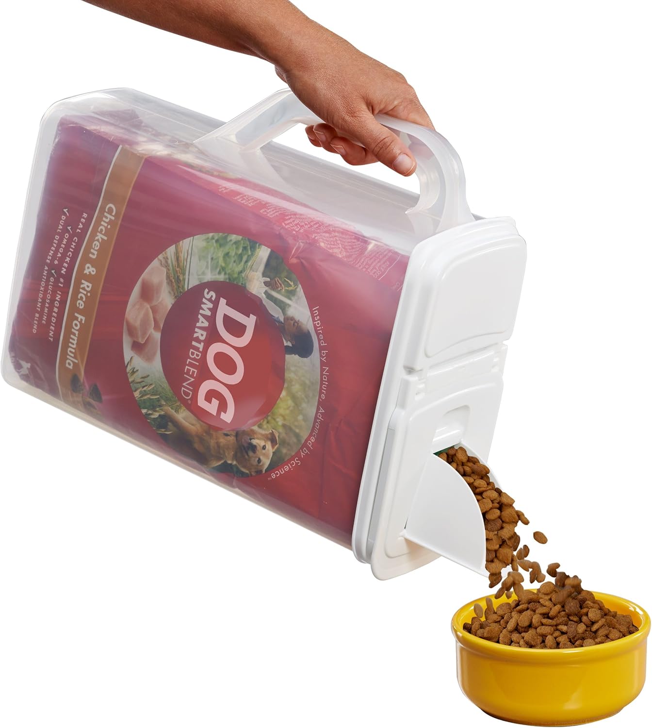 Buddeez Pet Food Storage Dispensers Plastic 4 Gallon - Airtight Flip Top for Freshness - Dry Dog Food, Cat Food or Bird Seed Plastic Containers (Set of 2)