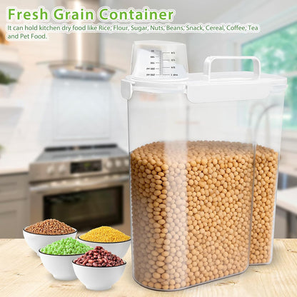 Viretec Rice Storage Container, 15 to 20lb Dry Food Airtight Dispenser, Pet Dog Cat Food Canister, BPA Free Clear Plastic Kitchen and Pantry Bin for Oatmeal, Cereal, Pasta, Flour Pack of 2 Grey