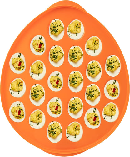 KOLORAE Reusable Deviled Egg Tray Carrier Serving Platter with Lid, Holds 2 Dozen Eggs, Great for Parties, Celebration Entertaining, Easter