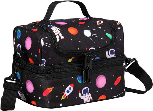 Lunch Bag for Girls,ChaseChic Insulated Lightweight Lunch Boxes for Kids Boys Dual Compartment Lunch Organizer Leak-Proof Cooler Bag with Detachable Adjustable Shoulder Strap,Purple Butterflies