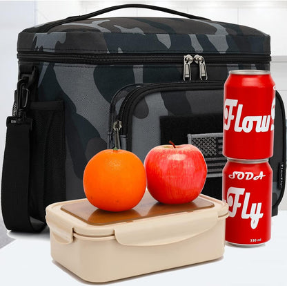 FlowFly Lunch Bag, Insulated Cooler, Thermal Lunch Box Tote with MOLLE/PALS Webbing, Adjustable Padded Shoulder Strap, for Tactical Men Women Adults and Boys Girls Kids (Cyan, Medium)